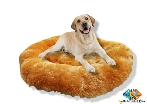 Round Shape Ultra Soft Fur Dog/cat Bed | Suitable for All Weather | Machine Washable and Removable (